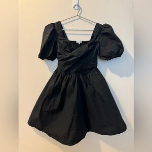 Crescent Mini Dress with puff sleeves size Medium in Black